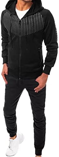 DXSBB חליפות גברים גברים קפוצ'ון סט רוכסן מעלה ספורט ספורט אופנה מזדמנת 2 חלקים תלבושת סווטשירטים קלים