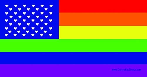 דגל קשת גאווה ארהב עם לבבות מדבקה מיני פגוש מגנטי