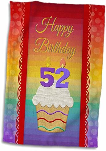 3drose cupcake עם מספר נרות, יום הולדת בן 52 - מגבות