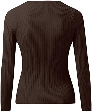 נשים אופנה צווארון ארוך שרוול מוצק צבע סוודר סוודר סריגה למעלה נקבה חולצה