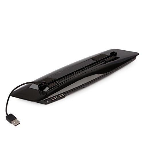 עמוד קירור אנכי כפול כפול פלוס יציאות טעינה USB 2x תואמות ל- PS4 Slim - שחור - תחנת טעינה COOLER CONTORLIT