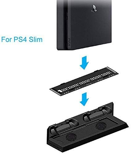 LIMEI-ZEN תואם ל- PS4 Stand PS4 Slim Ventical Stand Cooling Fan עם בקר משחקים תחנת טעינה כפולה תואם