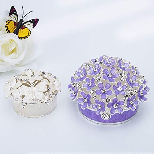 יו פנג קופסאות תכשיטים תכשיטים גבישים משובצים אמייל סגול תשכח אותי לא פרחים פרפר קופסת תכשיטים תכשיטים