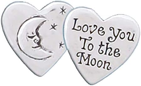 מטבע אסימון כיס ברוח בסיסית - אהבה לב לטבע ירח - בדיל בעבודת יד, מתנת אהבה לגברים ונשים, איסוף מטבעות