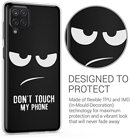מקרה KWMobile TPU תואם ל- Samsung Galaxy A12 - Case TPU טלפון כיסוי - אל תיגע בטלפון שלי לבן/שחור
