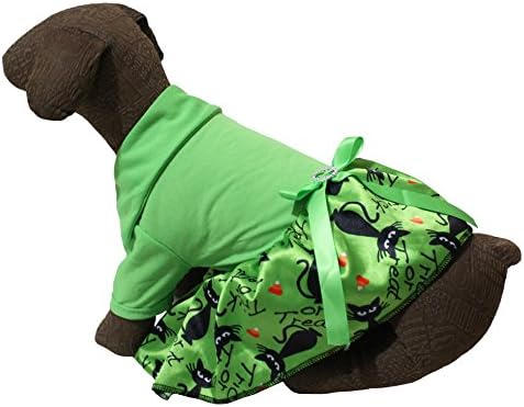 בגדי גור של פטיטבלה שמלת כלב שמלת כותנה ירוקה רגילה חולצת לב לבבות חתולים