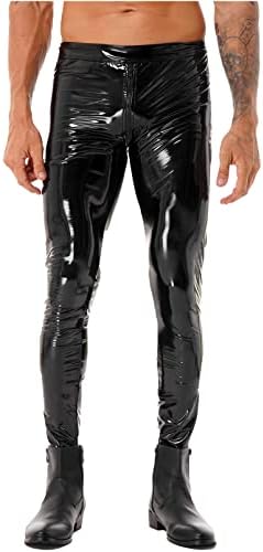 DPOIS MEN Faux עור חותלות רזות טייץ 'מכנסי מכנסי אופנוע אופנועים מכנסי אופנוע