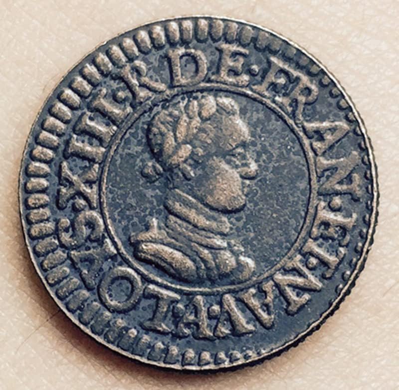 1617 מטבעות צרפתים טהור נחושת עתיק עתיק כסף מטבעות מלאות מלאכה יכול לנשוף