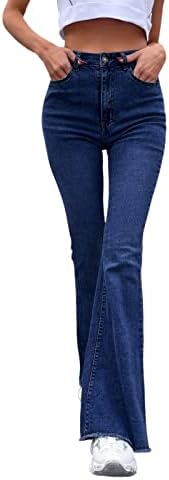 גבירותיי מכנסיים גודל 14 גבוהה מותן אביב ובסתיו חדש רחב רגל אלסטי דק תפרים ג ' ינס בתוספת גודל נשים