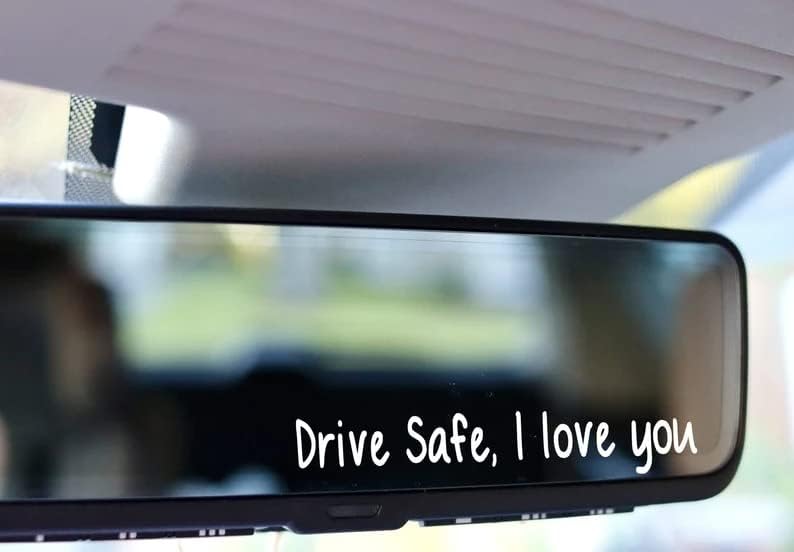 Th Smart -Drive Safe, אני אוהב אותך מדבקות מראה אחורית, כונן בטוח, אני אוהב אותך מדבקה, מדבקות למראה