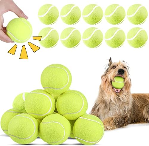 חנאייב 24 יחידות חורק טניס כדורי לכלבים, 2.5& 34; אינטראקטיבי כלב צעצועי כדורי חיות מחמד טניס כדורי