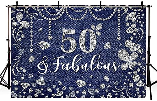 אייבין 7 על 5 רגל יהלומי ג ' ינס רקע יום הולדת 50 שמח לנשים יהלומי קריסטל מבריקים קישוטי מסיבת יום הולדת