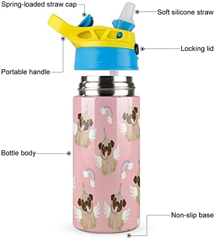 PUG חד קרן בקבוק מים צבעוני נירוסטה מפלדת אל חלד כוסות ספל נסיעות נעילות בקבוקי ספורט מכסה