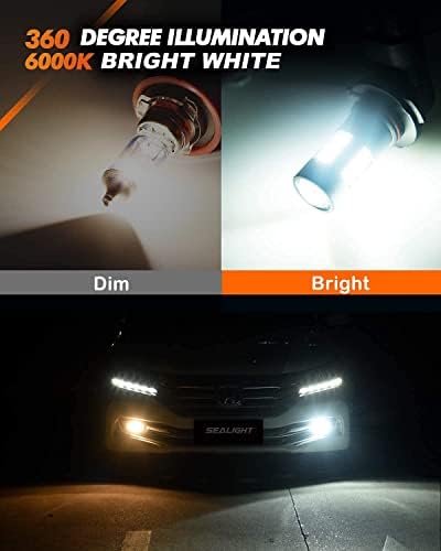 איטום איטום H11 9005 נורות LED צרור H10 נורות ערפל LED, 6000K קסנון לבן, 27 שבבי SMD, תאורה של 360 מעלות,