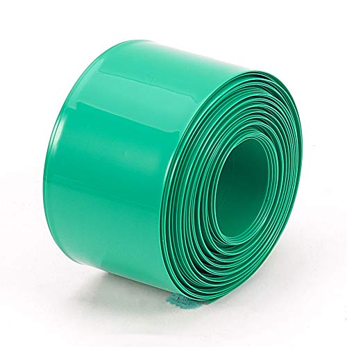 Bettomshin 1 pcs ירוק PVC חום צינורות מכווץ אורך 19.68 רגל 1.18 אינץ 'שטוח עבור 1x18650 סוללה