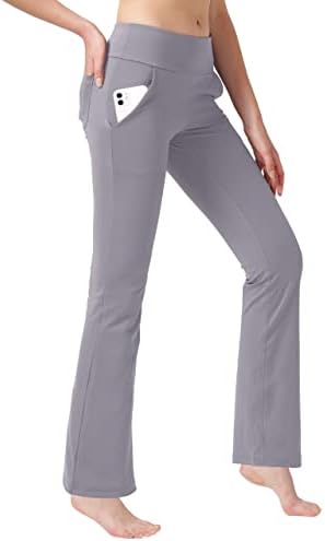 מכנסי יוגה מגוונים מגפיים לנשים עם כיסים מכנסי אימון מותניים גבוהים לנשים מכנסי יוגה של Bootleg 4 מכנסי