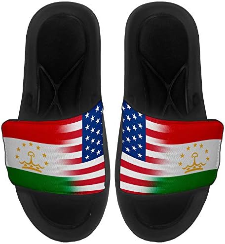 ExpressItbest Slide -On -On Sandals/שקופיות לגברים, נשים ונוער - דגל טג'יקיסטן - דגל טג'יקיסטן