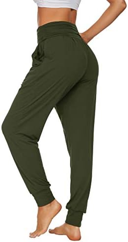 מכנסי יוגה נעימים לנשים מכנסיים רופפים מכנסי טרנימה אימונים מכנסי טרקלין נוחים עם כיסים