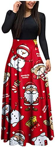 מקסי ארוך שמלה לנשים חג המולד ארוך שרוול או צוואר 1950 ערב מסיבת נשף שיבה הביתה סתיו שמלות