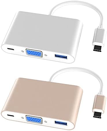 מחברים 3 ב 1 מתאם USB 3.1 סוג C ל- VGA USB 3.0 USB -C ריבוי פורט טעינה מתאם רכזת רכזת לצג טאבלט מחשב