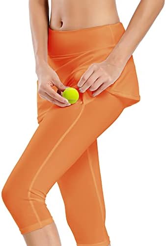 Ibeauti נשים upf 50+ יוגה חצאית קפרי חותלות מכנסי טניס גולף עם חצאית לאימון הפעלה פעיל