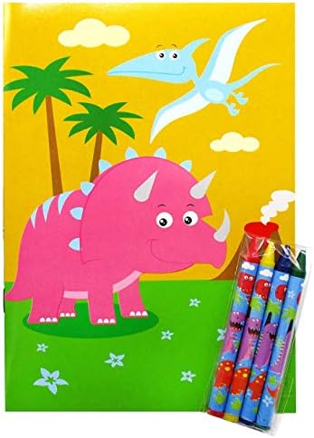 דינוזאורים זעירים טחנות ספר צביעה לילדים למסיבת ילדים מכוונת עם 12 ספרי צביעה ו -48 עפרונים דינוזאורים