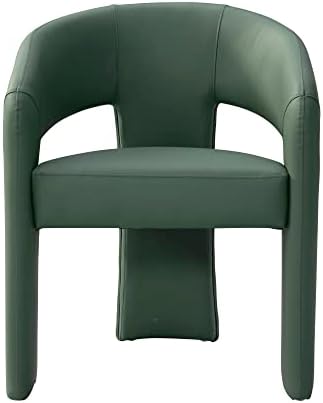 אייקוני בית סינטרה אוכל כיסא פו עור מרופד מעוקל מושב אחורי פיסול בסיס מודרני עכשווי, ירוק