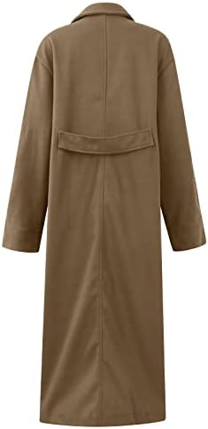 טרבין נשים חורף מעילים, נשים של אופנה מוצק צבע כיס ארוך שרוול דש צמר ארוך מעיל מעיל