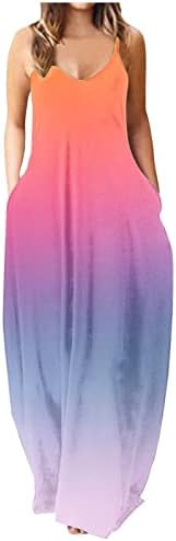 נשים של קיץ שמלות 2023 מזדמן ספגטי רצועת פרחוני צווארון שרוולים גבוהה מותן רופף מקסי הוואי חוף שמלה