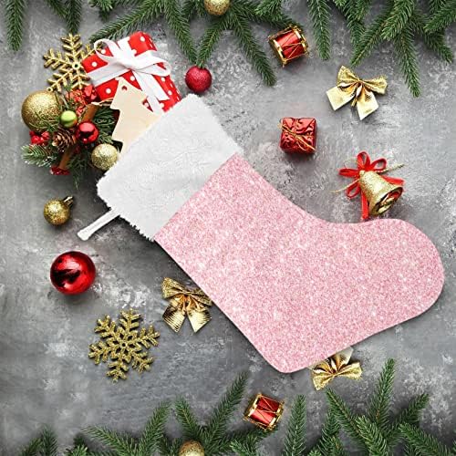 קיגאי 1 חבילה גרבי חג מולד עם הדפס מרקם נצנצים ורוד, קטיפה אח קטיפה חג המולד תלייה לקישוטים למסיבת חג