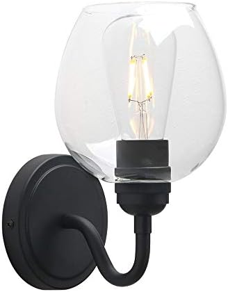 יוסואן בציר תעשייתי יהירות קיר אור, 1-אור שחור מחזיק מעוקל אלגנטי מתכווננת עם פעמון זכוכית צל ברור מנורת