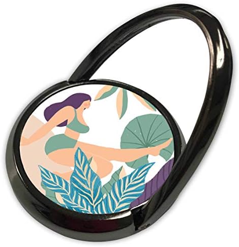 3DROSE UTA NAUMANN איור צבעי מים - נערת קיץ מינימליסטית מופשטת מודרנית איור חוף טרופי - טבעת טלפון