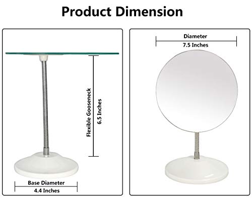 Yeake מתכוונן מראה איפור גמיש גמיש, סיבוב 360 ° מתקפל מראה שולחן עבודה ניידת מראה עם מקלחת מעמד מגילוח