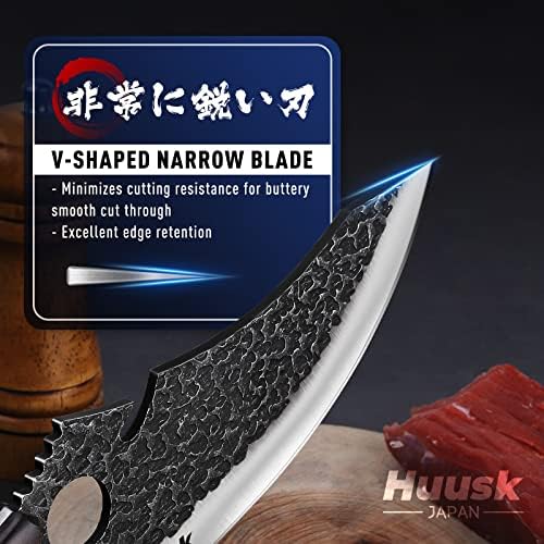 הוסק אספנות סכיני מנגל קמפינג סכין & מגבר; הוסק שף סכין עם עור נדן אריזת מתנה