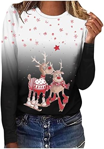 Qtthzzr grinch סווטשירט חולצה מצחיקה לנשים שיפוע שרוול ארוך אופנה סווטשירט חג המולד חמוד