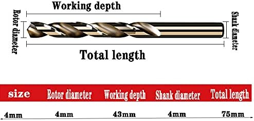 מקדח טוויסט בריונים, מ35 מקדחי קובלט מתכת עבור פלדה, נירוסטה, מתכת, ברזל יצוק, קוטר: 4 מ מ
