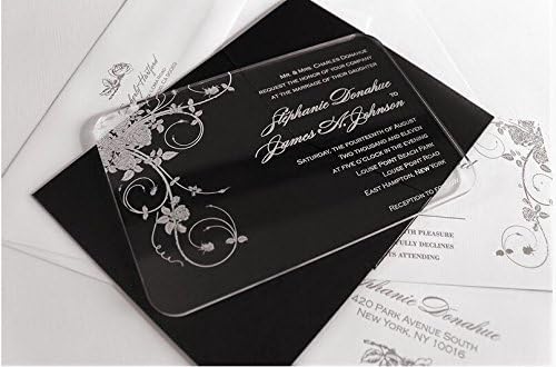 Bestlife צורת גלילה ברורה צורת כרטיס הזמנה לחתונה אקרילית עם דפוס ורדים, הזמנות לחתונה, הזמנות לחתונה,
