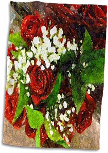 3 דרוז פלורן פרחוני מופשט - פסיפס ורד אדום - מגבות