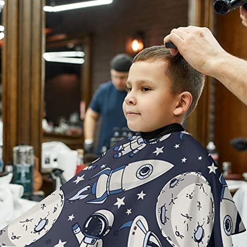 אסטרונאוטים חמודים של שרבוט ילדים תספורת תספורת קייפ סינר מספרה עם כיסוי חיתוך שיער מתכוונן
