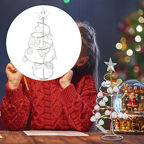 בית תפאורה ברזל עץ חג המולד אור קריסטל הוביל חג המולד עץ קישוט אור עד לילה מנורת חג קישוט פנס עם סוללה