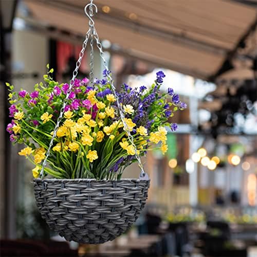 WLIMOPER 12 צרורות פרחים מלאכותיים, פרחים צבעוניים תלויים חלון מרפסת גן חווה, קפיצה חיצונית פרחי פלסטיק