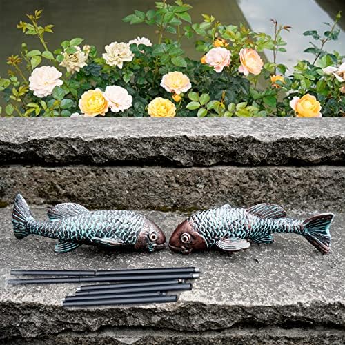 פסלי גן ופסלים, עיצוב דגים של קוי, אמנות דגי גן, סט של 2 עיצוב קרמיקה עתיקה קוי דגים עיצוב אמנות, דגי