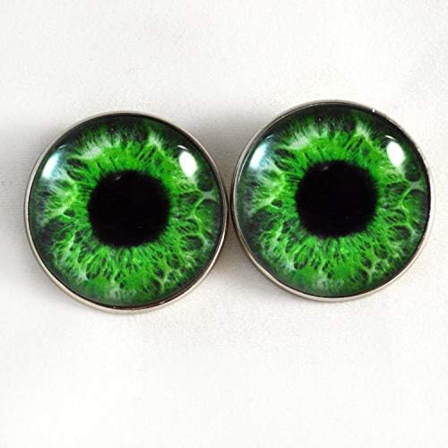 תפירה אנושית ירוקה אינטנסיבית על עיני זכוכית 30 ממ כפתורים עם לולאה לבובה סרוגה פסלים רכים או תכשיטים
