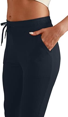 לימונסקי לנשים אתלטי טרקלין מכנסיים מצולעים עם כיסים שרוך פעמון מתרחב תחתון חותלות מותניים גבוהות מכנסי