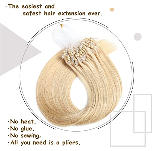 סיסילי מיקרו לולאה שיער טבעי הרחבות 16 מיקרו-חרוז שיער הרחבות אפר בלונד להדגיש עם אקונומיקה בלונד מיקרו-קישור