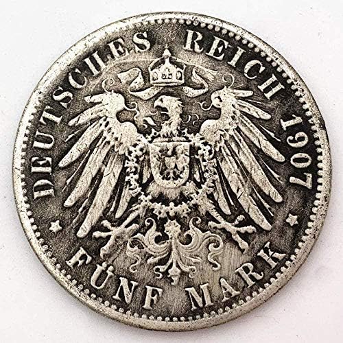 1907 קייזר וילהלם II מטבע כסף מטבע כסף כסף קישוטי קישוטי קישוטי עותק