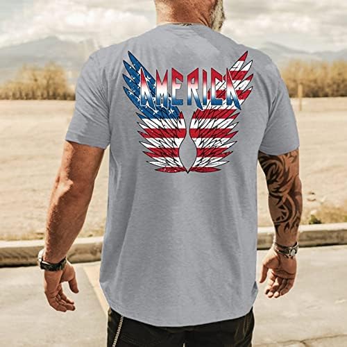 Beuu 4 ביולי גברים חולצות שרוול קצר, כנפי דגל אמריקה של קיץ מודפס