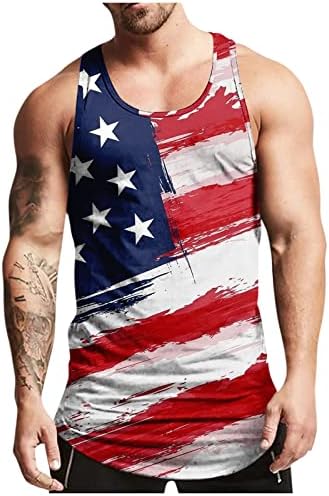 Zefotim 4 ביולי גופיות לגברים, חולצות דגל אמריקה של צוואר אופנה קיץ מזדמן טשירטים כושר