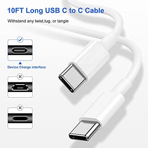 מטען ארוך לאייפד פרו, מטען אייפד 10 רגל טעינה מהירה, מטען USB C 20 W עם כבל USB C ל- C עבור iPad Pro