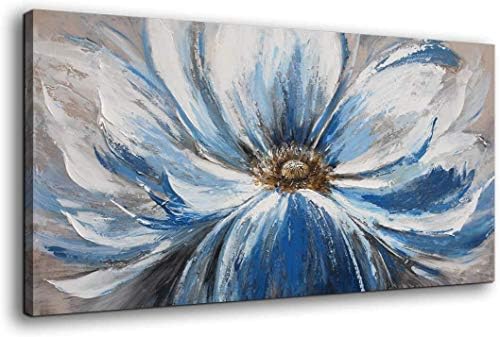 פרח בד קיר אמנות לסלון גדול לבן כחול פרח תמונה ז ' יקלה הדפסת ציור קיר תפאורה ממוסגר יצירות אמנות מוכן